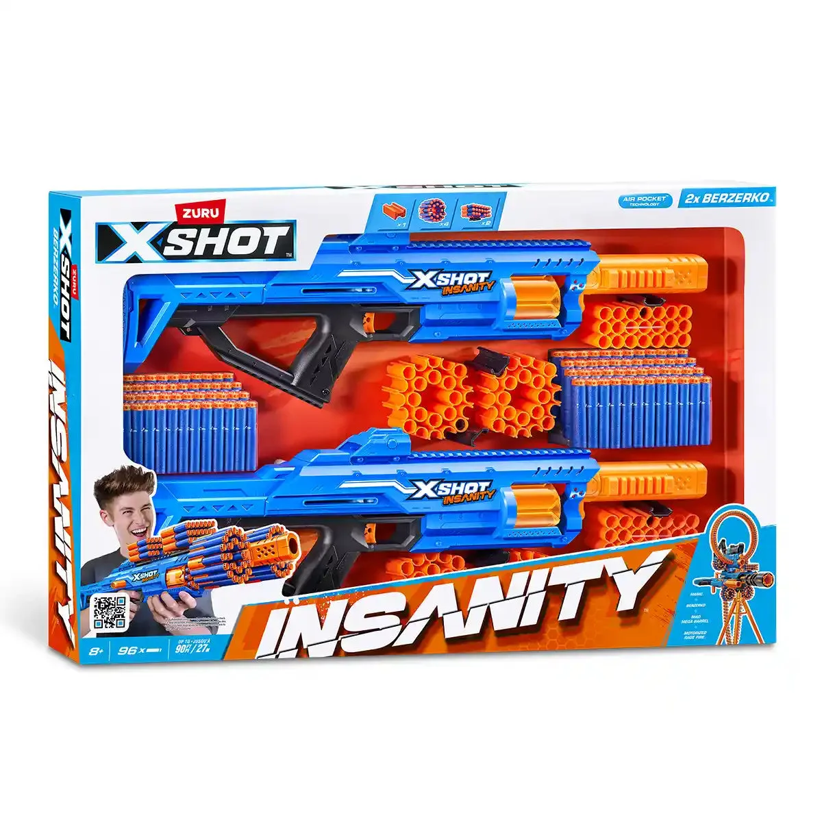 X-Shot Insanity Berzerko 8 Shot (96 Darts) – Kiddy Zone Qatar